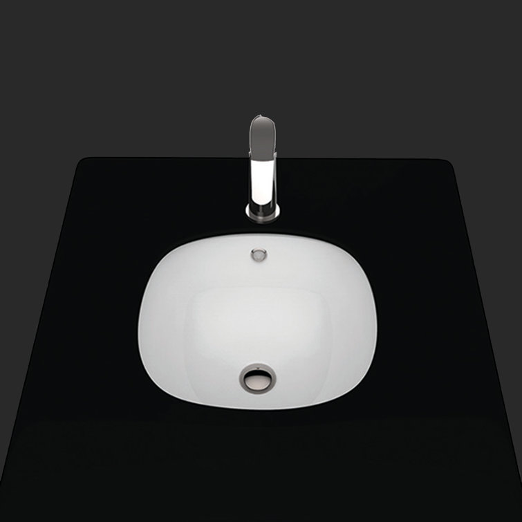 WS Bath Collections 17.3'' Glossy White Ceramic Circular Bathroom Sink with Overflow