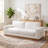 91.73"Linen Upholstered Square Arm Loveseat Sofa