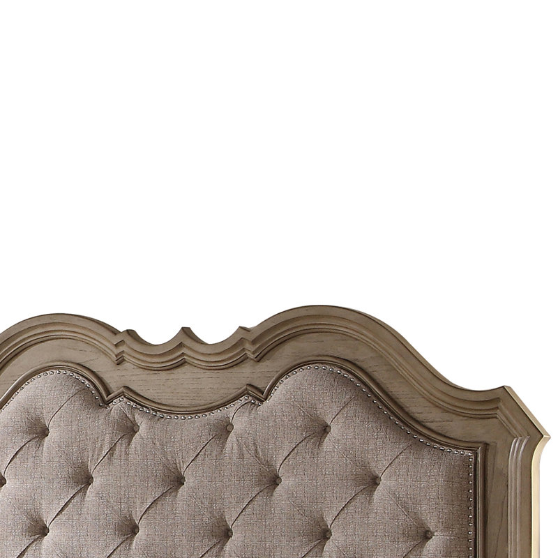 Roberto Upholstered Panel Bed in Beige and Antique Taupe, Queen