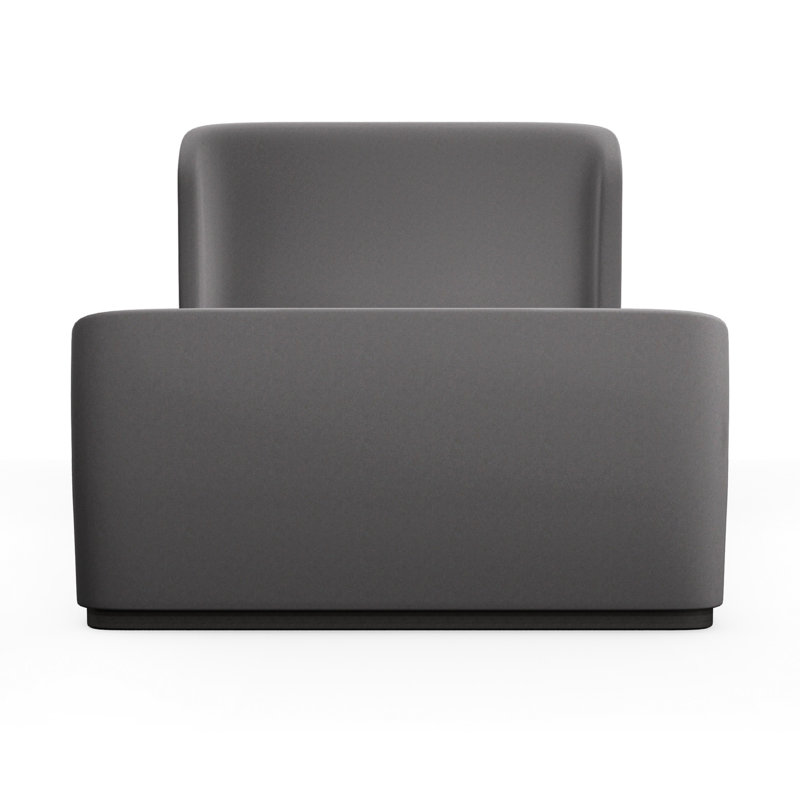 Barrow Upholstered Wingback Bed, Twin, Plush Velvet Graphite, Weathered