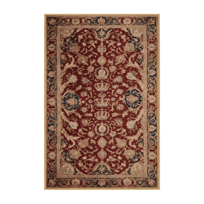 Tapis brun français lavable à la machine, Rectangle 5 pi x 7 pi
