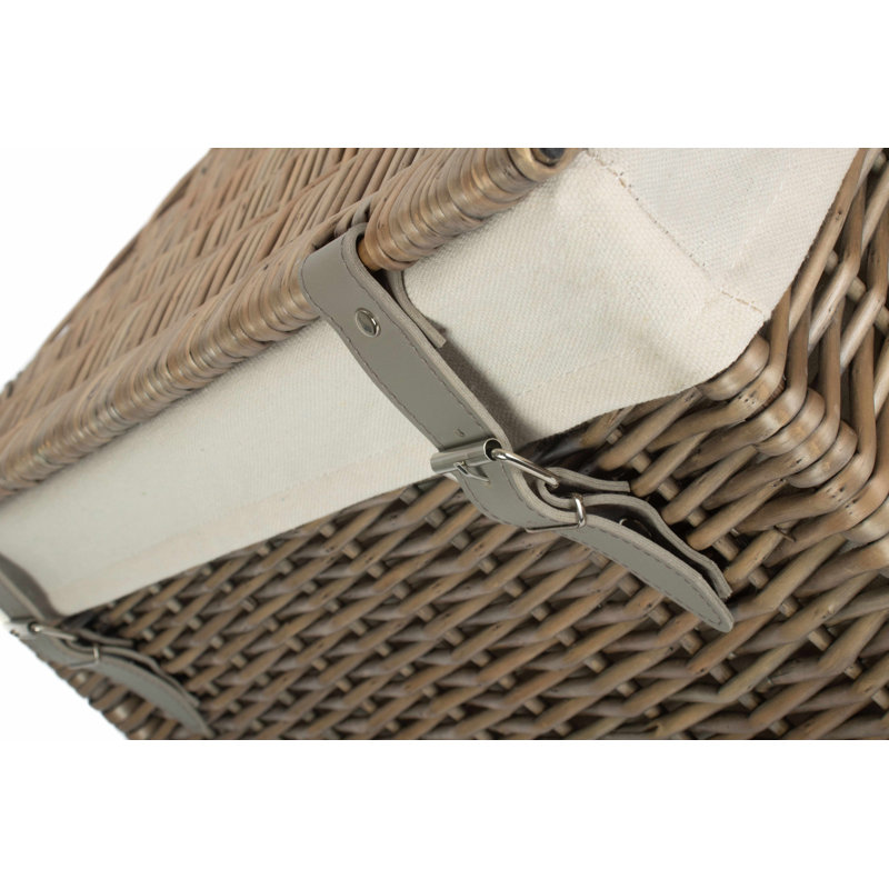 Wicker Laundry Hamper Basket with Lining, 50cm H x 37cm W x 46cm D, Antique Wash