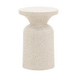 Cove 14" Round Outdoor Concrete Terrazzo End Table, Ivory