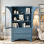 Armoire de rangement vitrée à porte en verre 52,17 "avec 2 tiroirs et tablette réglable, espace de rangement spacieux-1511318910