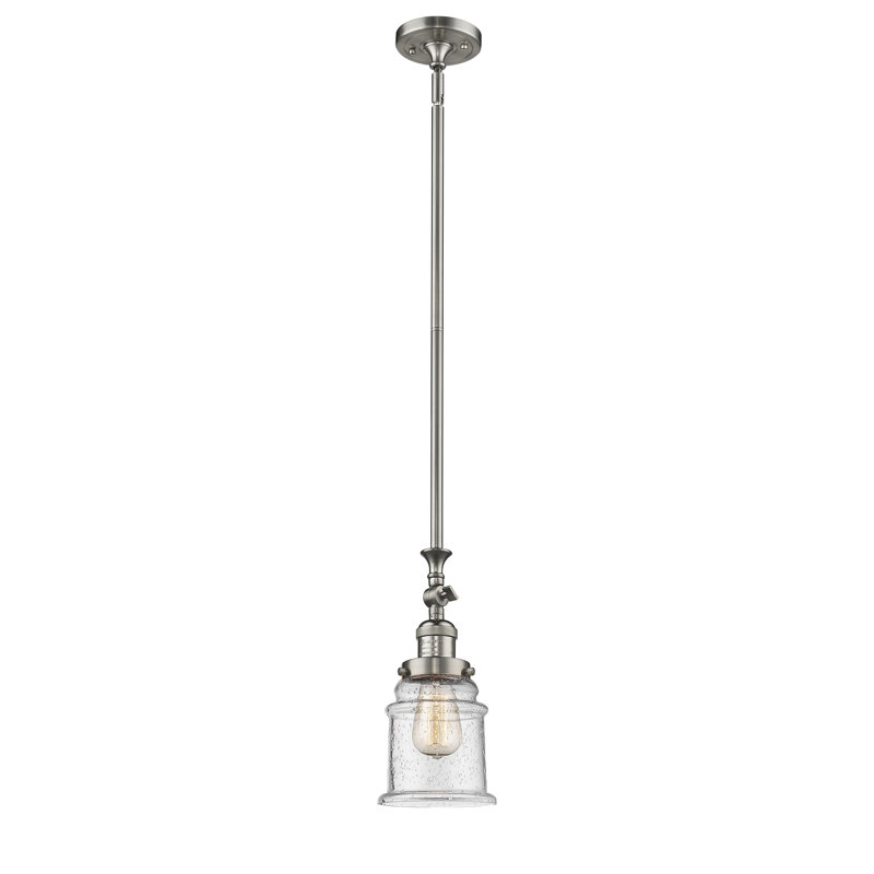 Luminaire suspendu en forme de cloche à 1 lumière Alexandira, Ampoule non incluse, Grainé, Nickel satiné brossé