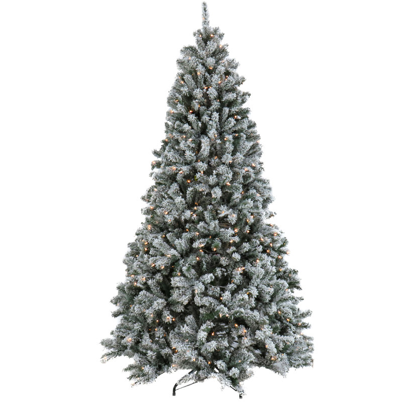 The Holiday Aisle® Snowy North Valley Spruce Tree with Clear Lights, 9' H