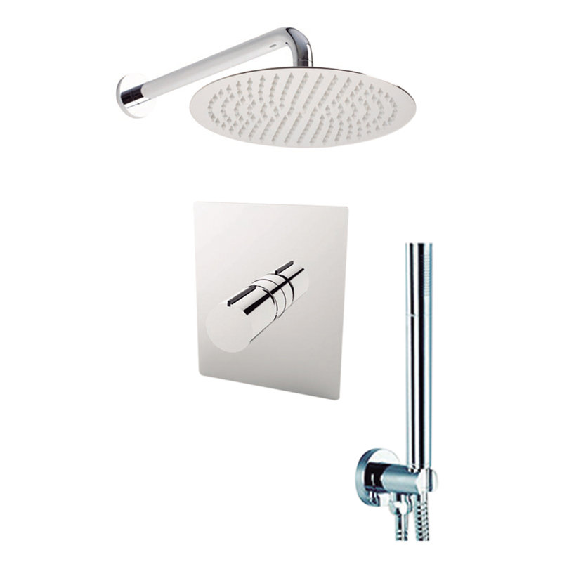 Robinet de douche à double fonction à contrôle de volume avec valve brute et garniture Barcelona, Chrome, 8"