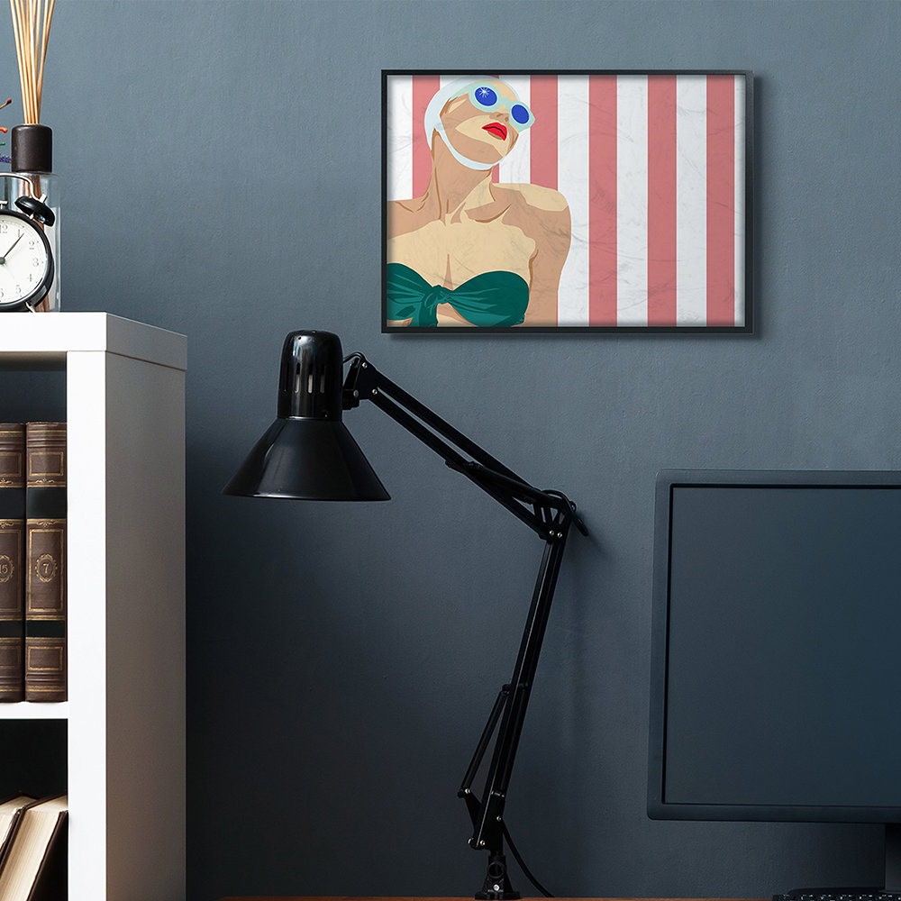 " Pop Vintage Female Swimsuit Bold Red Stripes " by Jen Bucheli Rosdorf Park 