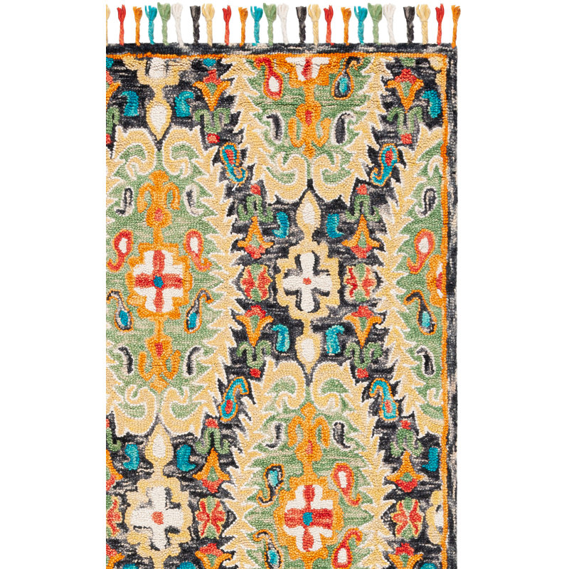 Ferrera Jahiem Hand-Knotted Wool Charcoal Area Rug, Rectangle 2' x 3'