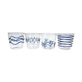 Applique Suite of Double Old Fashion 4 Piece Assorted Glassware Set