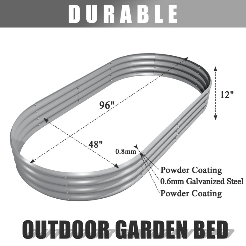 Rushawn Raised Garden Bed, 12'' H x 96'' W x 48'' D