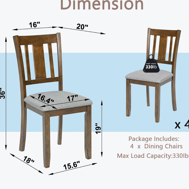 Chaises en noyer pour salle à manger - 4 chaises élégantes et rembourrées, assise rembourrée en bois, polyvalentes pour la maison