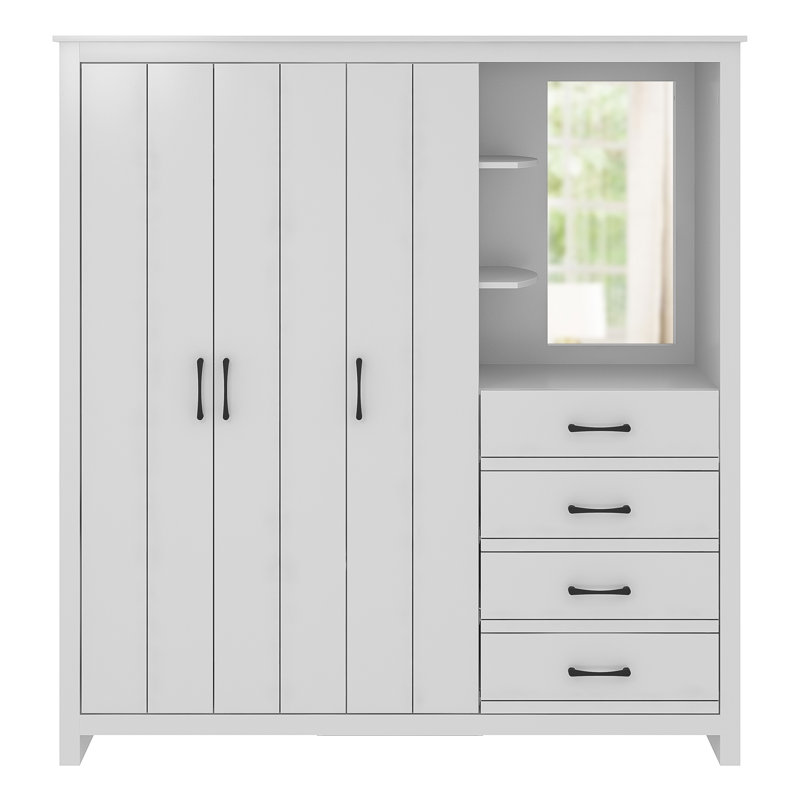 Limestone 3-Door Combi Fitment Wardrobe, White