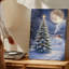 Toile, art serein d'hiver avec un arbre majestueux à feuilles persistantes, art mural orné de lumières scintillantes et d'une étoile brillante sur toile-58715190