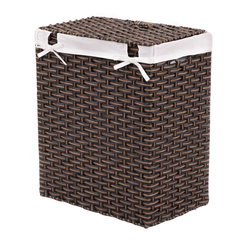 Handwoven Rectangle Laundry Hamper, Mocha Brown