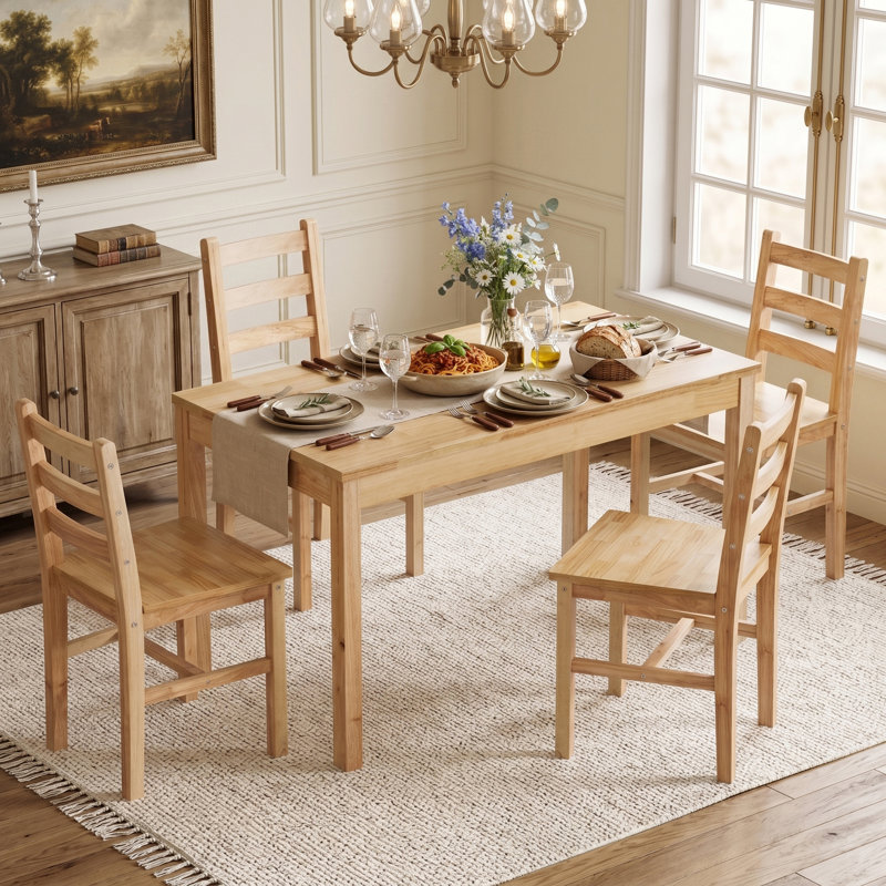 4-Person Rectangular Dining Set, Oak