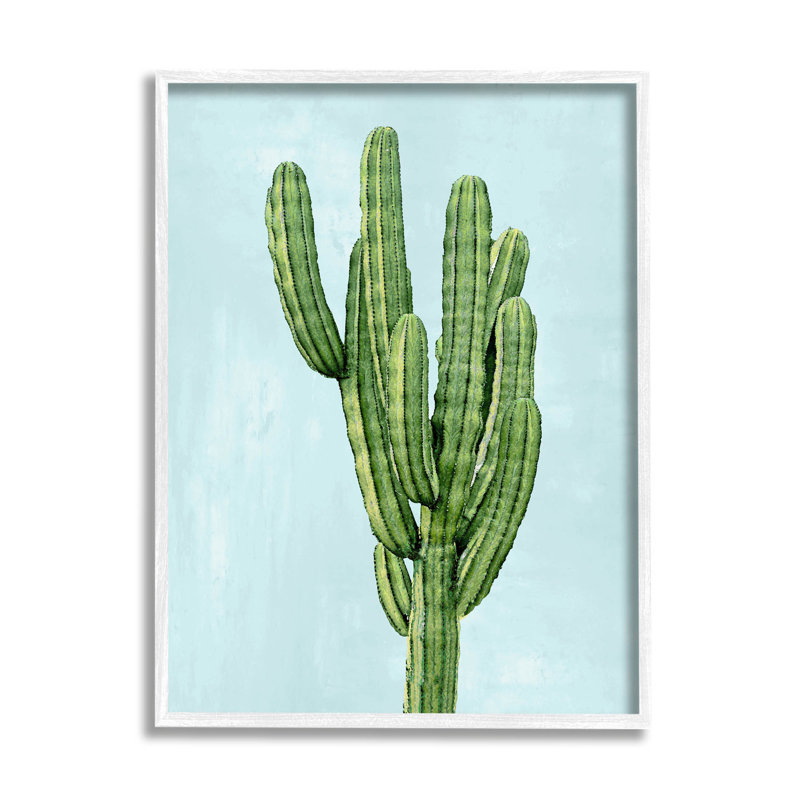 Cactus du désert, ciel bleu, estampe numérique par Mia Jensen, H 14 po x l 11 po x P 1,5 po
