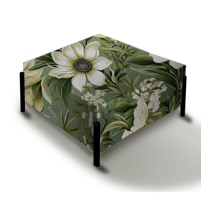 Repose-pieds vert floral à motif floral Elegance I