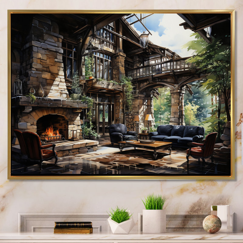 Hotels Lodges Serenity Retreat IV - Architecture Wall Art Prints, H 12 po x l 20 po x P 1 po, Cadre flottant doré
