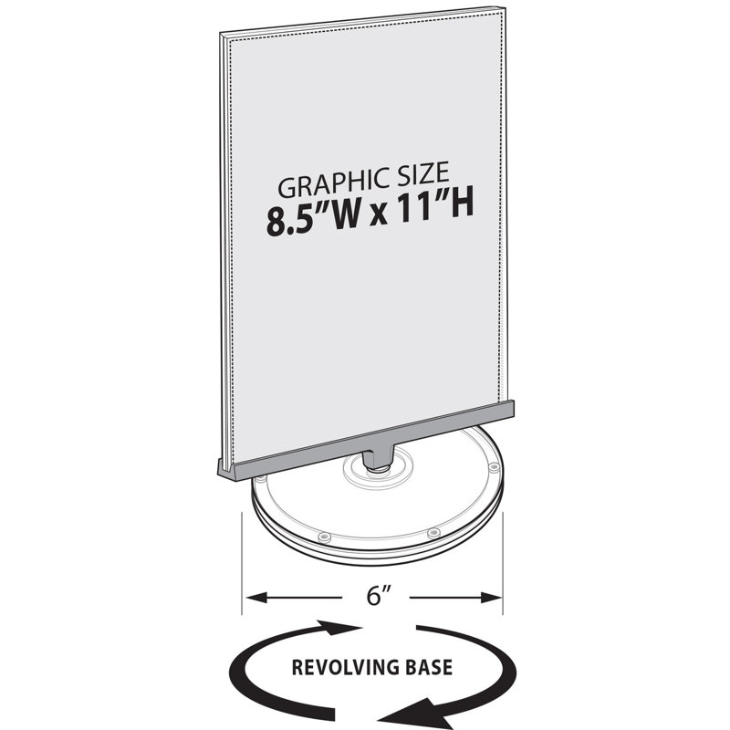 Clear Acrylic Double-Sided Rotating Desktop Sign Holder with Silver Base