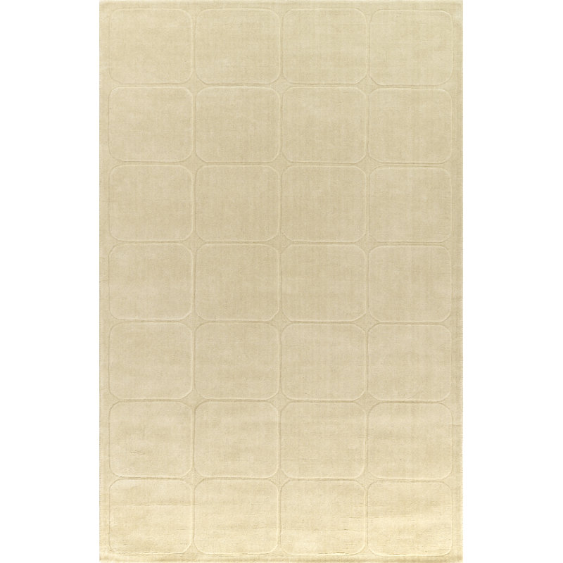 Tapis Lura en laine tissée à la main, motif géométrique ivoire, 2,74 m x 3,66 m, 9' x 12'