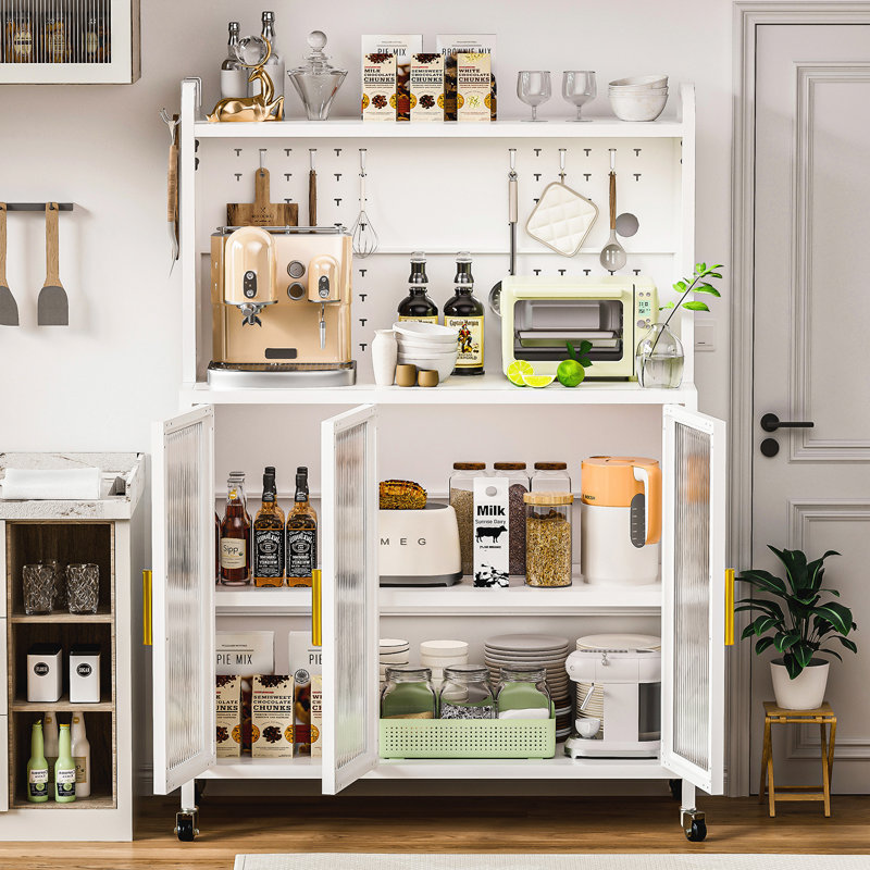 Versatile Kitchen Storage Cabinet with Innovative Design for Efficient Organization, White