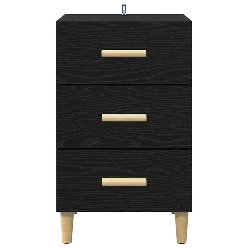40cm W Manufactured Wood Bedside Table, Black Oak