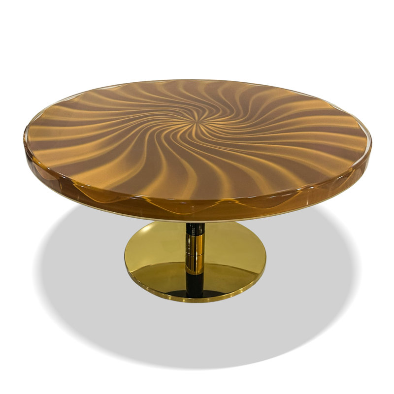 Light Brown Ballerina Coffee Table, 18" H x 27.6" W x 27.6" D