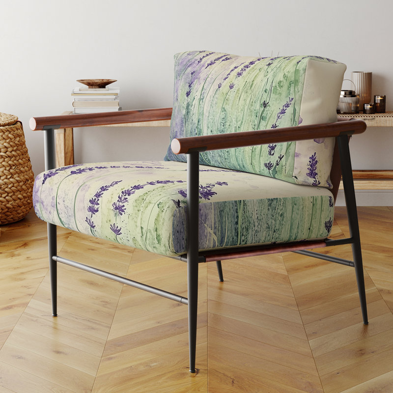 Chaise d'appoint Lavender - Chaise avec accoudoirs Lavender Meadow Drift I, Brown Round Arms