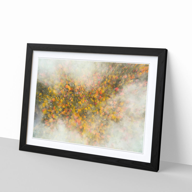 Mist over the Forest - Picture Frame Graphic Art Print, 45cm H x 63cm W x 2cm D, Black Framed