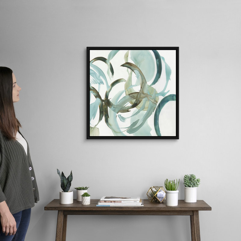 Reproduction d’art sur toile, "Hypnotic Curves I" par PI studio, Cadre flottant noir, H 26 po x l 26 po x P 1,75 po