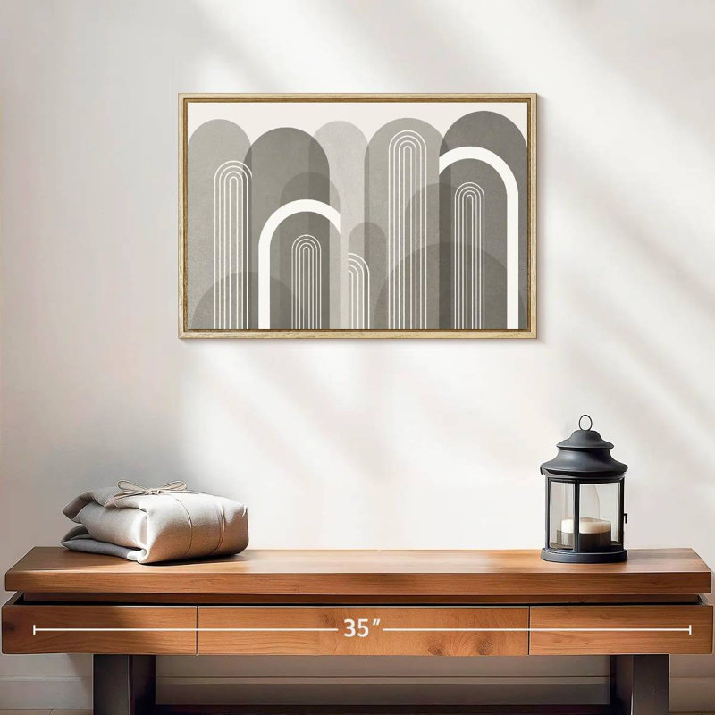 Pierre arches Mid-Century, 19 po x 13 po, Cadre flottant en bois naturel