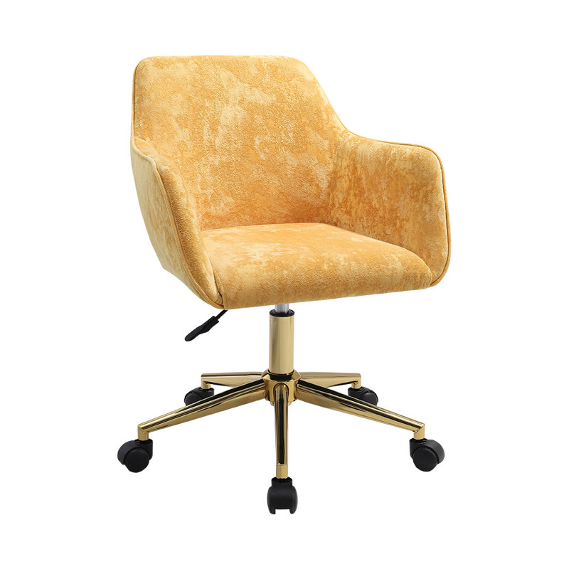 Aeliana Soft Velvet Swivel Desk Chair Office Chair, Yellow