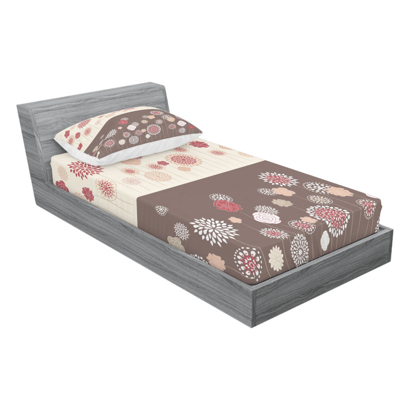Microfiber Floral Sheet Set, Twin Sheet Set with Fitted Sheet