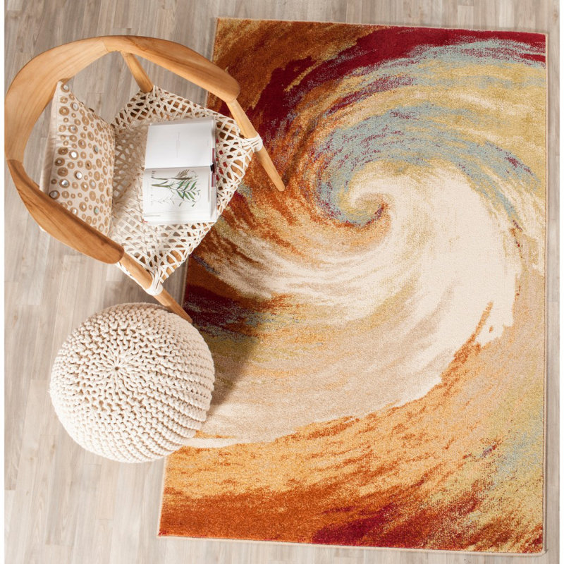 Ora Cream/Orange Area Rug, Runner 2'3" x 8'