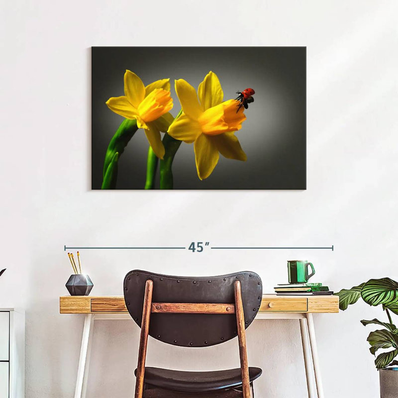 Harnek Ladybug On Daffodil, 24" H x 36" W
