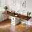 Nordic-Style Walnut Office Desk With White Metal Legs And Drawer Suitable For Home Office & Storage Needs