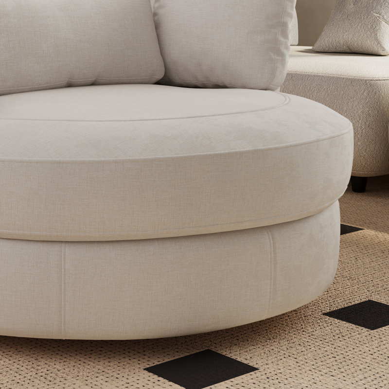 Fauteuil demi-tonneau pivotant rembourré surdimensionné de 50 po de largeur, Beige