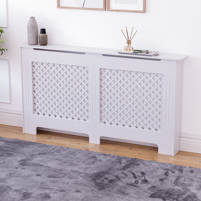 Reta Radiator Cover, White, 82cm H x 151cm W x 19cm D