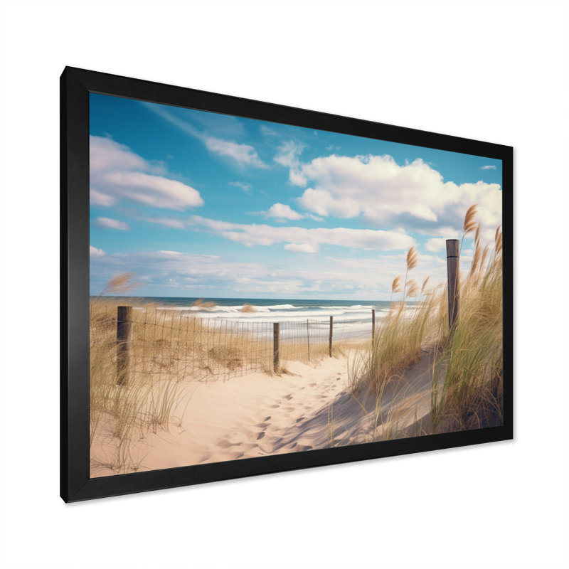 " Tranquility Path To Dune Beach II ", 16" H x 32" W x 1" D, Black Single Picture Framed