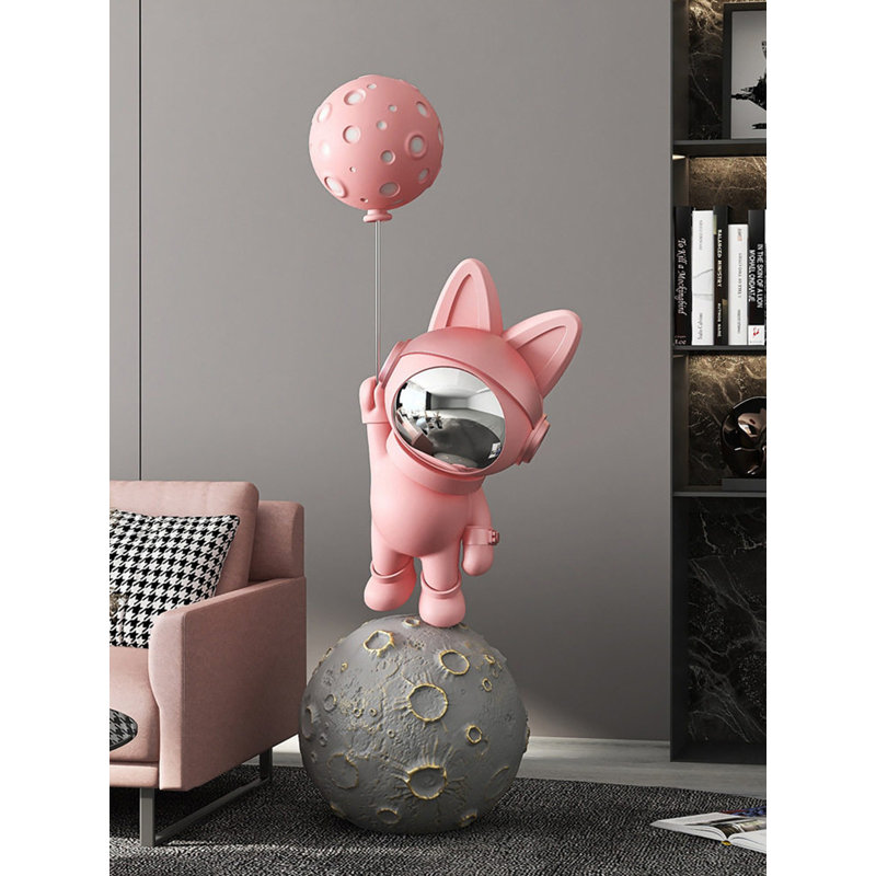 Statue de décoration d'intérieur moderne Space Rabbit, Rose