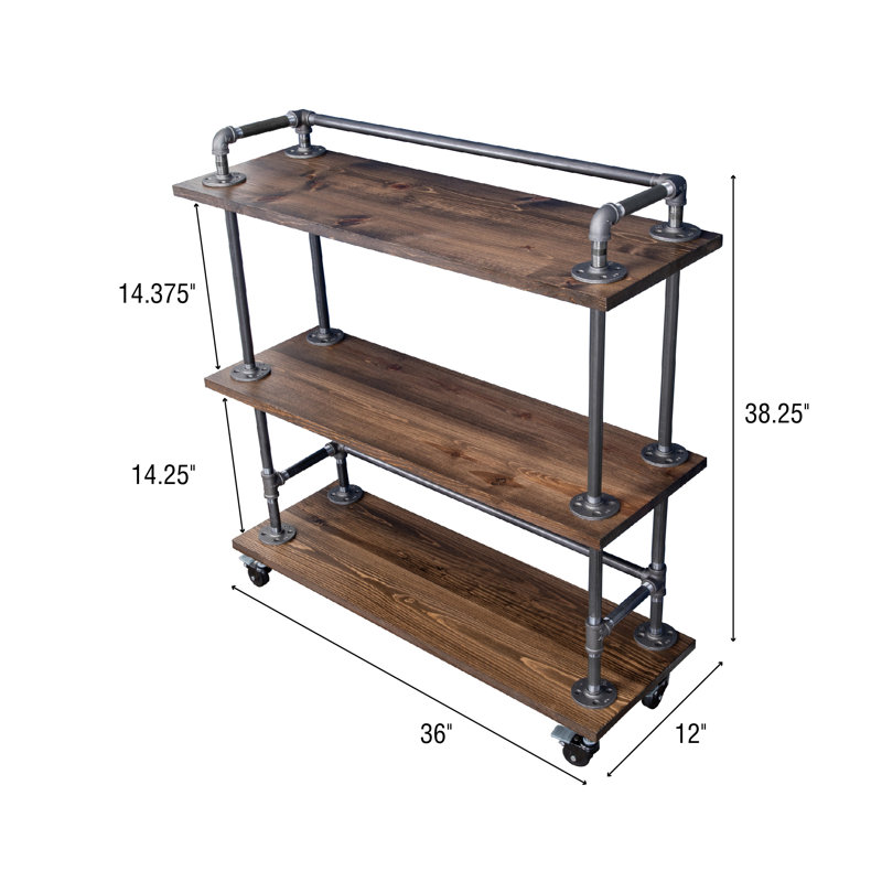 Arielly Steel / Iron Bar Cart, Brown