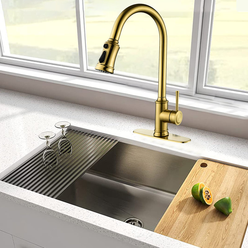 Naiyafly Pull Down Touch Kitchen Faucet, Gold