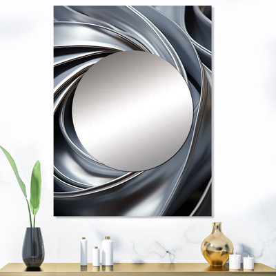 Raffo Grey Spiraling Abstraction - Abstract Spirals Large Mirror, Modern Unique Wall Mirror Decor, Printed Metal Art