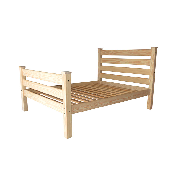Lit standard en bois massif, Double, Beige
