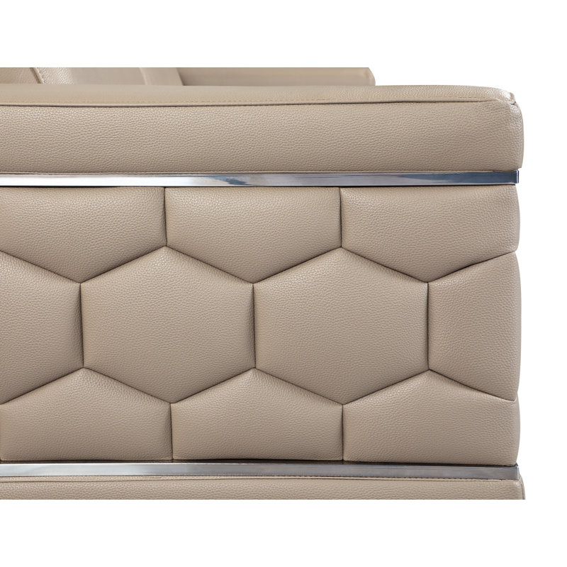 Chaise en cuir italien à grain supérieur, Beige