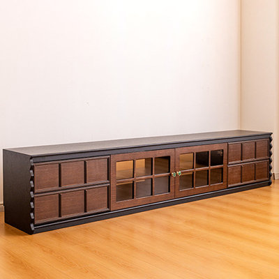 Meuble télé rétro en bois massif noir