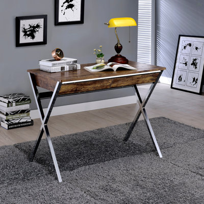 Callers Weathered Oak & Chrome Finish Writing Desk