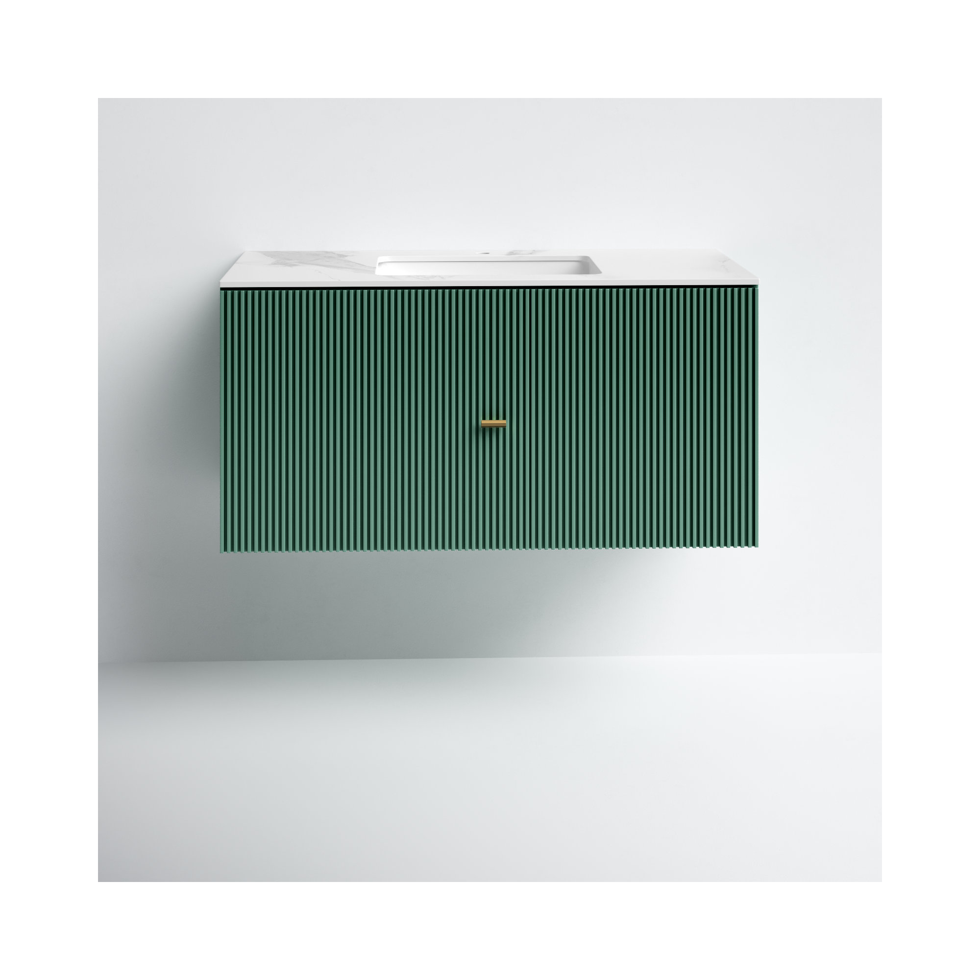 Jamell 42 Wall Mount Modern Bathroom Vanity, Forest Green, White