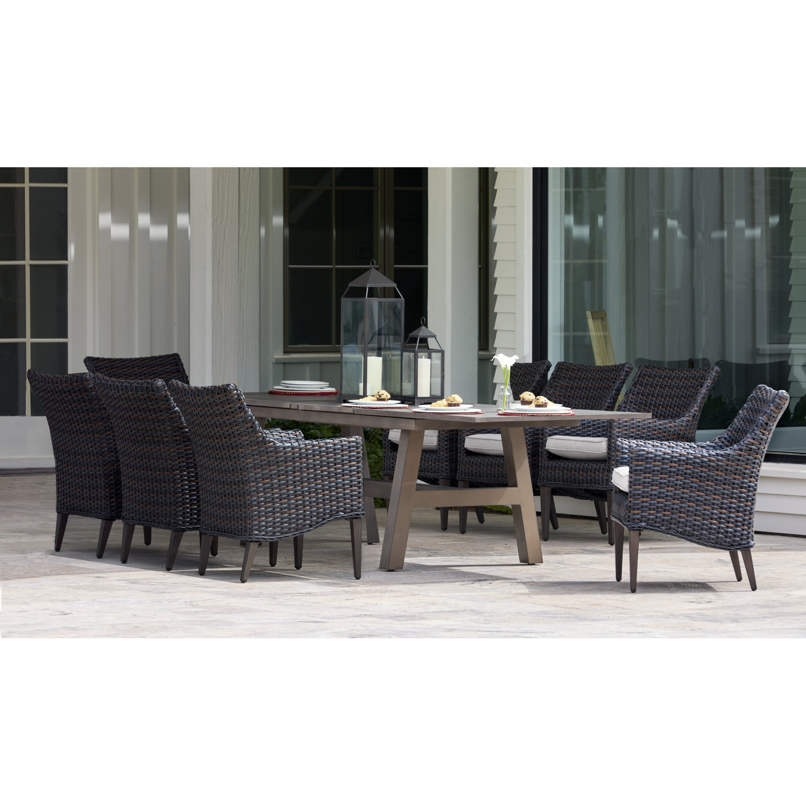 Keiser 84" Patio Dining Set, Beige, 8
